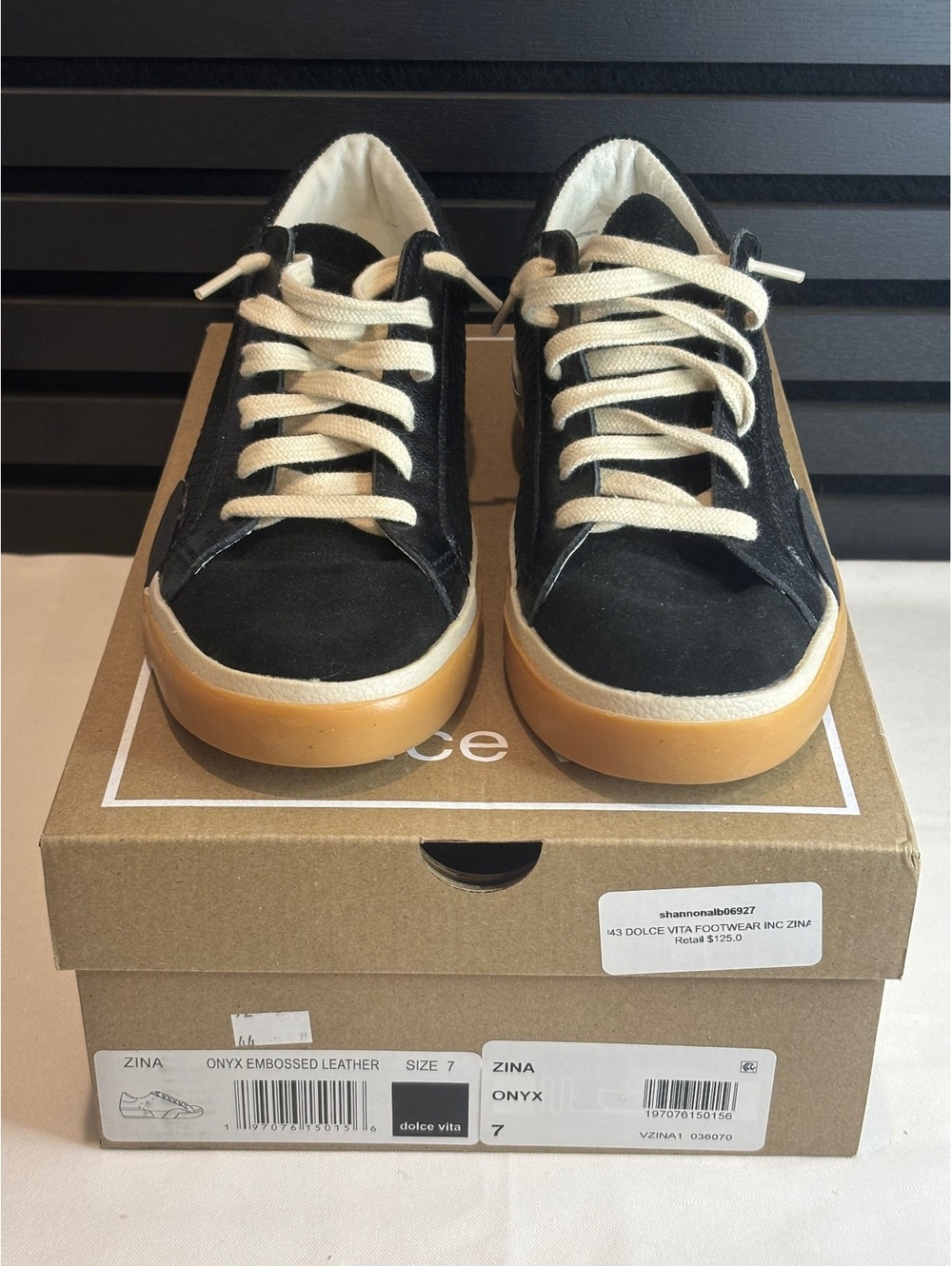 Dolce Vita Zina Onyx Embossed Leather Sneakers Size 7
